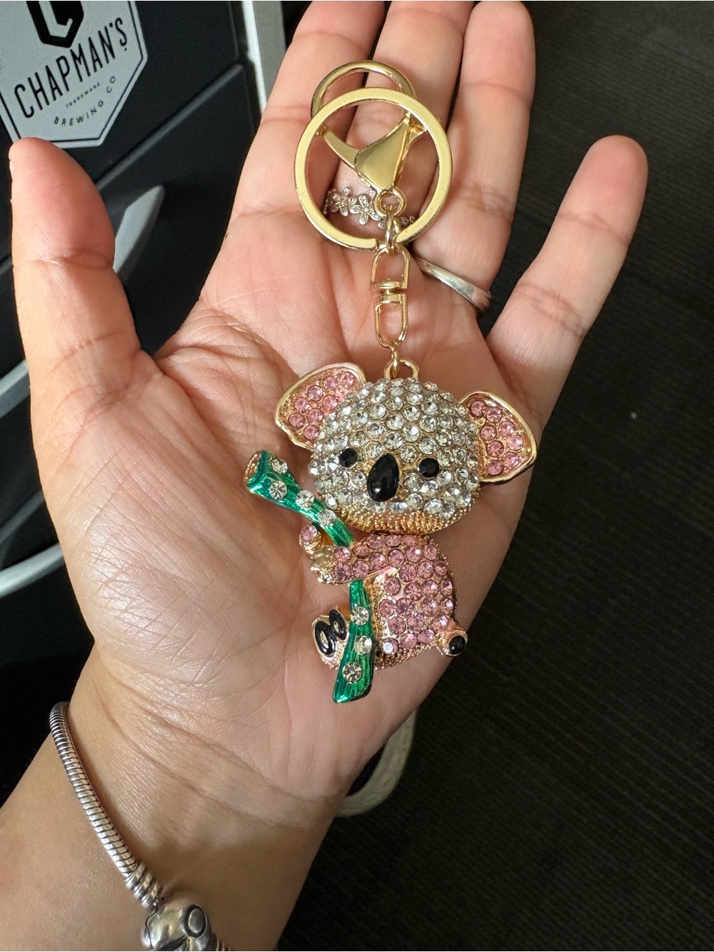 Pink and Green Koala Crystal Charm - Picture 2 of 2